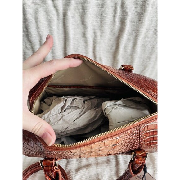 NWT BRAHMIN Ombre Mini Melbourne Collection Stacy Whiskey Top Zip Satchel Bag - Picture 5 of 7